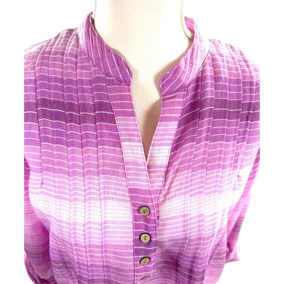 Zac & Rachel Purple Ombre Striped Tunic Top Roll Tab Casual Large Women's - Picture 4 of 7